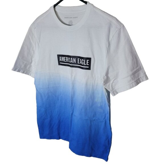 American Eagle Outfitters Tee Shirt Blue White Mens Small Basic Ombre Wash - Picture 1 of 11